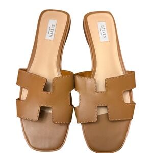 Steven New York Hadyn Cognac Leather H-Cutout Slide‎ Sandals Mens 11